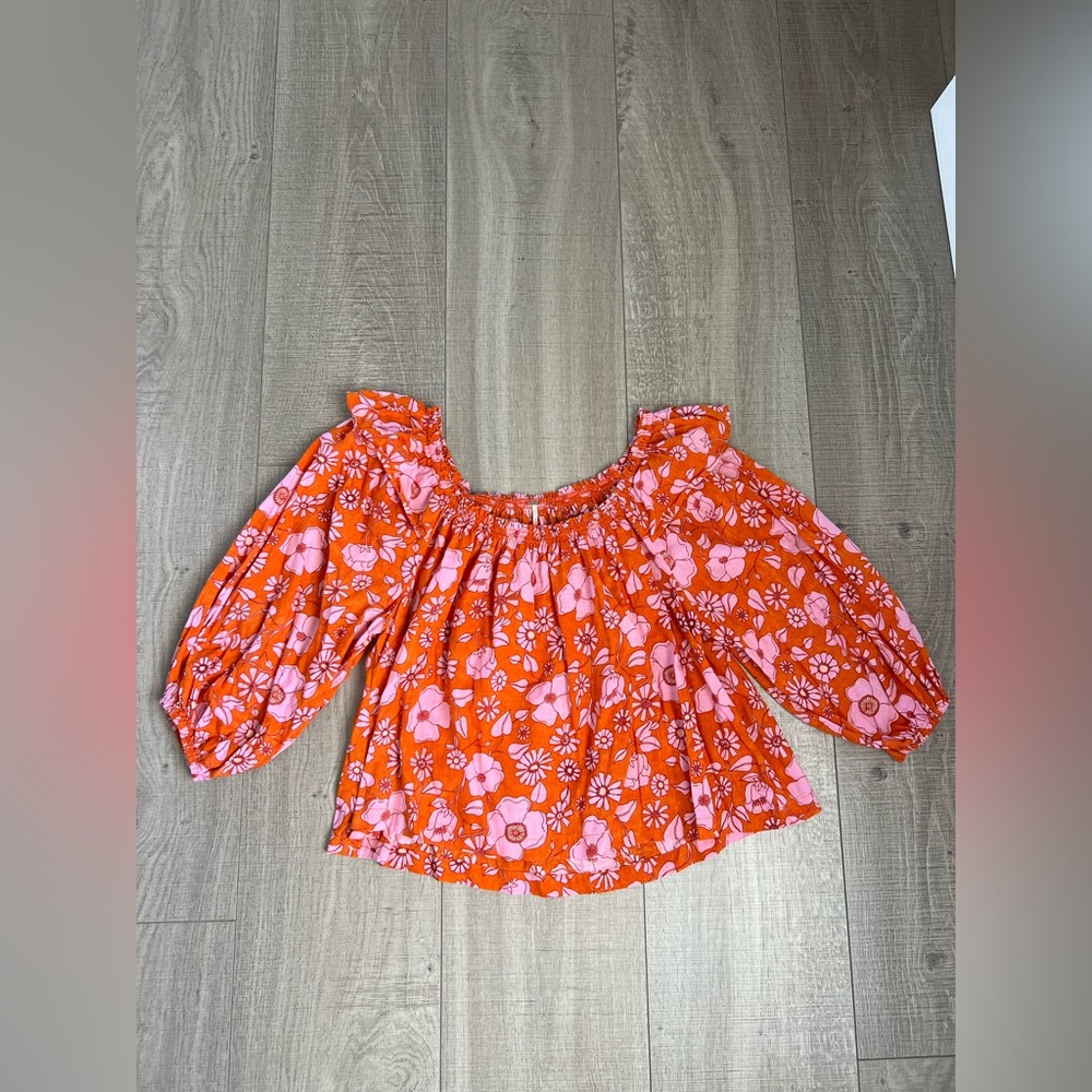 NWOT Free People Miss Daisy Printed Top in Heat Wave Combo Women’s Size Small